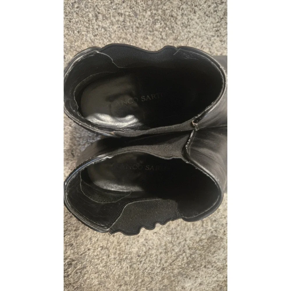 Franco Sarto Quinne Women's Black Leather Ankle Boots Size 8M Chelsea Style